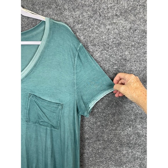 Umgee T-Shirt Dress Women S Green Excellent V-Neck Pocket Boho R7605 - Picture 4 of 11